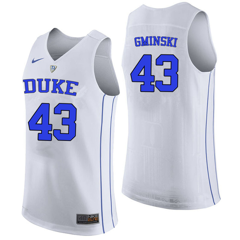Men #43 Mike Gminski Duke Blue Devils College Basketball Jerseys-White